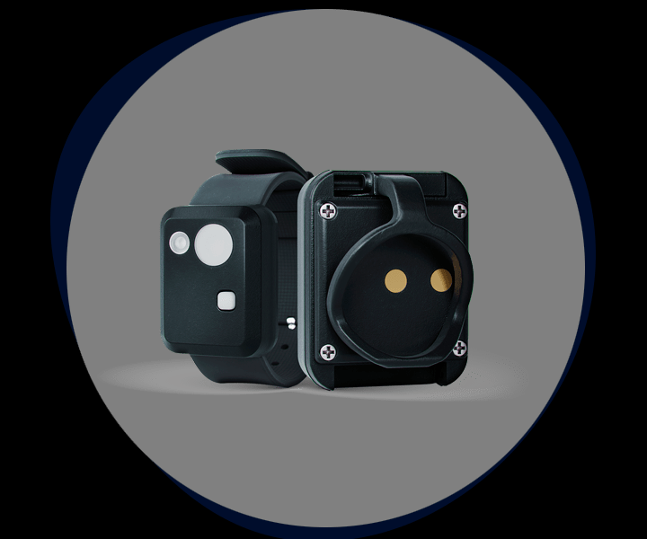 A photo showing two actigraphy devices