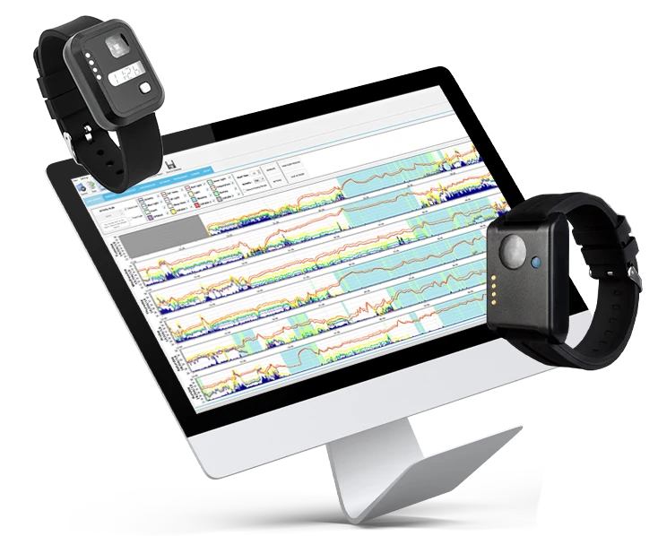 monitor attached to an actigraphy device with ActSoftware