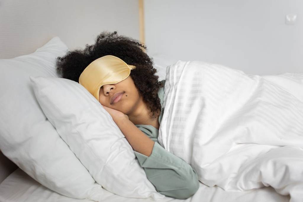 A woman sleeping in bed
