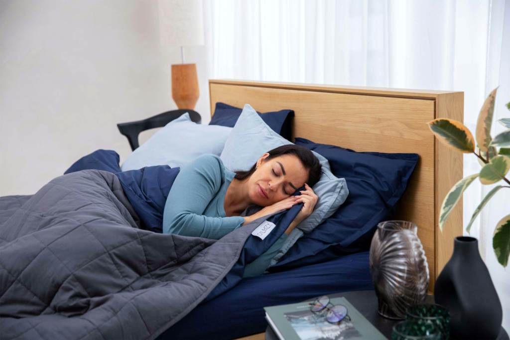 A woman sleeping in bed
