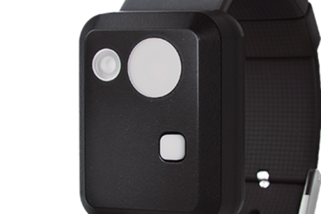 Wrist-worn monitoring device equipped with sensors used to detect wear compliance and off-wrist periods during research studies.
